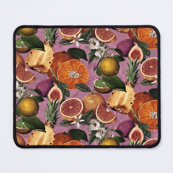 Item preview, Trendy blooming citrus pineapples fruits pattern, orange botanical illustration, pink floral illustration    designed and sold by ZeinabTaha.