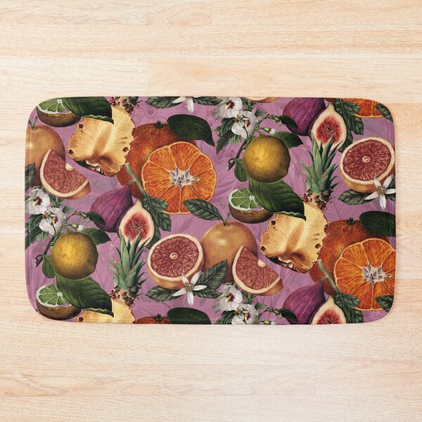 Item preview, Trendy blooming citrus pineapples fruits pattern, orange botanical illustration, pink floral illustration    designed and sold by ZeinabTaha.