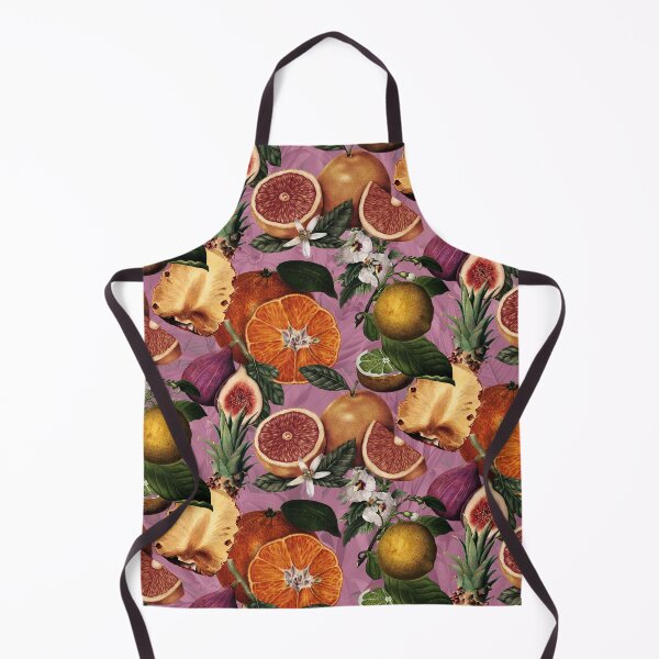 Item preview, Trendy blooming citrus pineapples fruits pattern, orange botanical illustration, pink floral illustration designed and sold by ZeinabTaha.