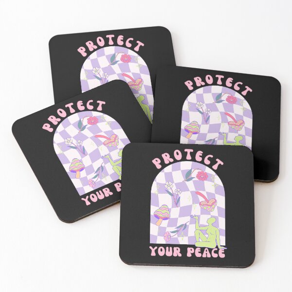 Item preview, Protect Your Peace - Funky Hippie Design with Mushrooms and Flowers designed and sold by Arcane Orchid.
