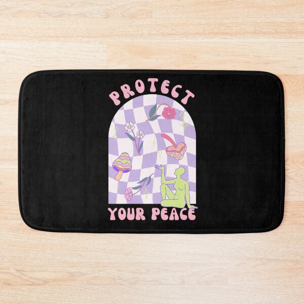 Item preview, Protect Your Peace - Funky Hippie Design with Mushrooms and Flowers designed and sold by Arcane Orchid.