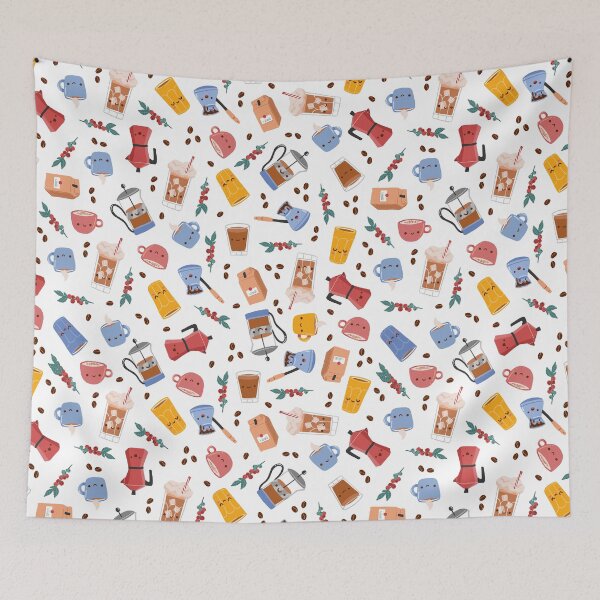 Item preview, Cute coffee lover pattern designed and sold by origamishop.