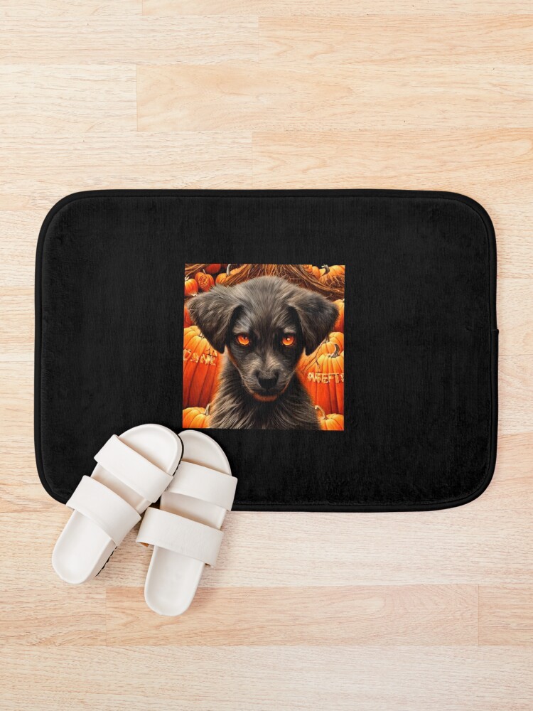 Thumbnail 1 von 6, Badematte, AI Generated Art, Halloween/Fall Puppy designt und verkauft von RabbitHoleMI.