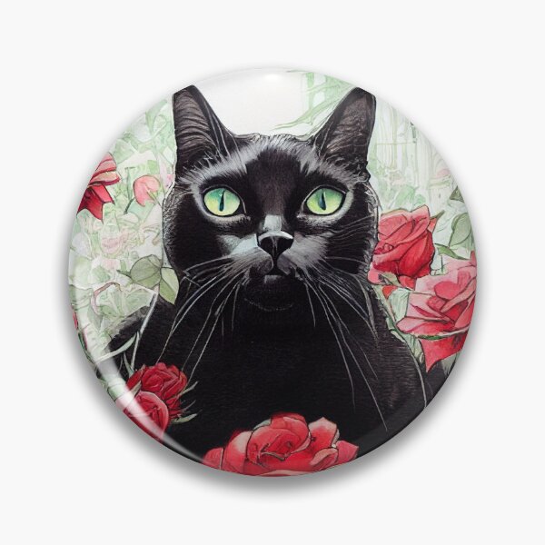 Aperçu de l'œuvre Le chat noir aime les roses créée et vendue par PurrincessAngie.