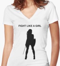 Fight like a girl Women's Fitted V-Neck T-Shirt