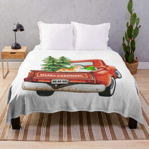 Item preview, Red Vintage Merry Christmas Truck with Corgi Dog designed and sold by michellejustice.