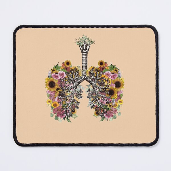 Item preview, Breathe, respiratory therapist, lungs with watercolr sunflowers and pink flowers, lungs cancer,  designed and sold by Collagedream.