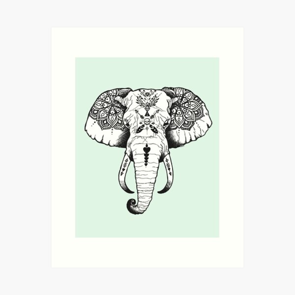 Elephant Tattooed Art Print