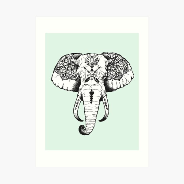 Elephant Tattooed Art Print