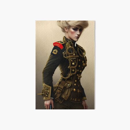 Beautiful blonde in steampunk military uniform Art Board Print