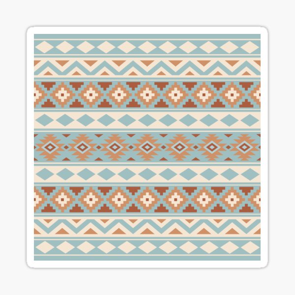 Aperçu de l'œuvre Aztec Essence Pattern IIIb Terracotta à la crème bleue créée et vendue par NataliePaskell.