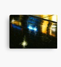 Wet City Lights Canvas Print