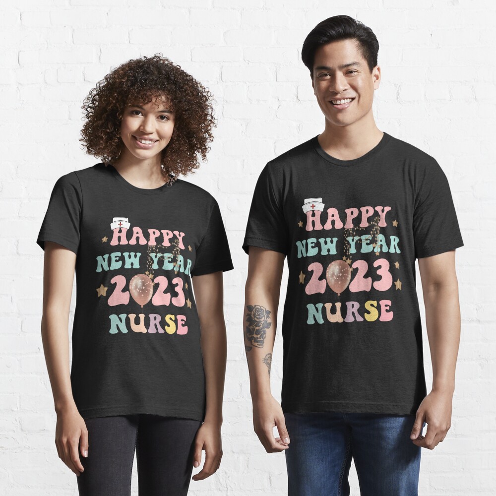 Happy New Year 2023 Nurse Glitter Pink Balloons Essential T-Shirt for Sale  by Karry-Pat