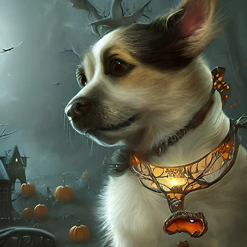 Vorschaubild zum Design AI Generated Art, Halloween/Fall Puppy von RabbitHoleMI