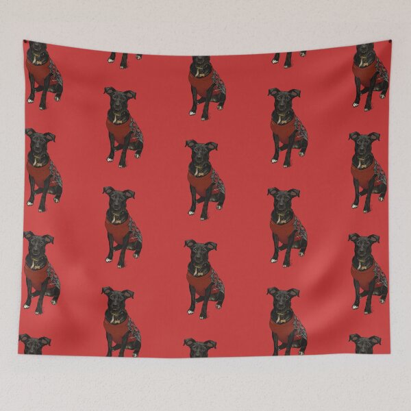 Item preview, Australian Shepherd in Christmas Sweater - Black Merle Aussie - Cuddly Aussie Puppy in sweater - Persian Red designed and sold by EcoElsa.