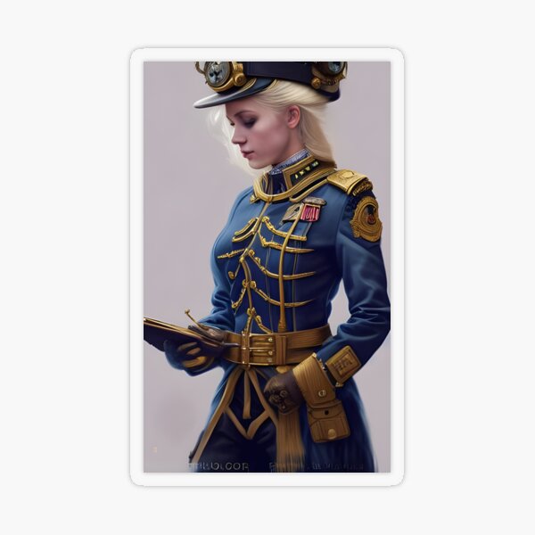 Beautiful Steampunk Lady in Fancy Uniform | Art Board Print