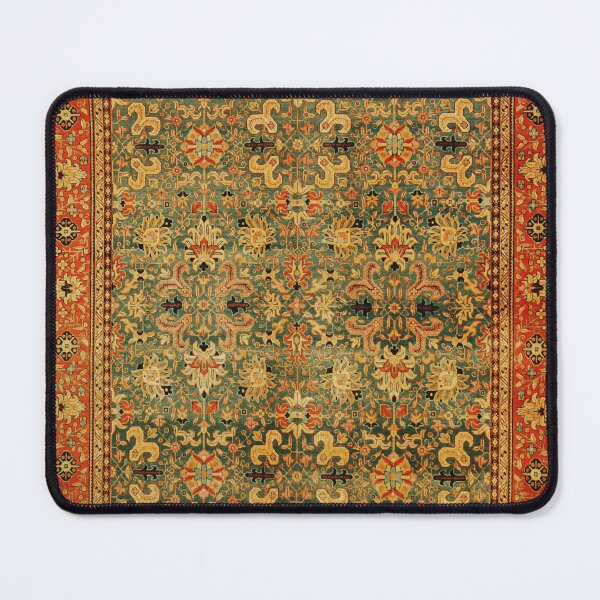 Item preview, Tabriz Green Orange Rug Print designed and sold by Vicky Brago-Mitchell®.