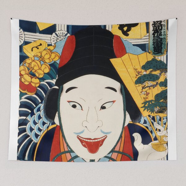 Item preview, Portraits Toyohara Kunichika -Smiling Actor - Japanese woodblock designed and sold by TeeARTHY.