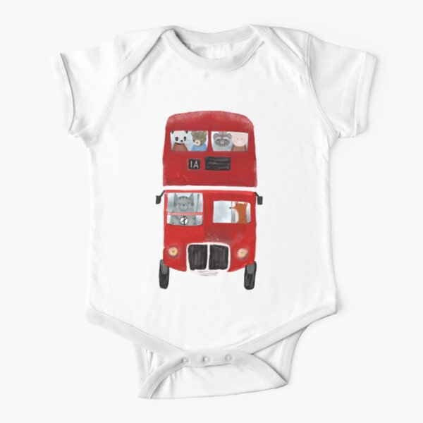 the little big red bus Short Sleeve Baby One-Piece
