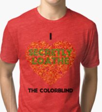 Ishihara Colorblind Test: I Heart the Colorblind (US spelling) Tri-blend T-Shirt