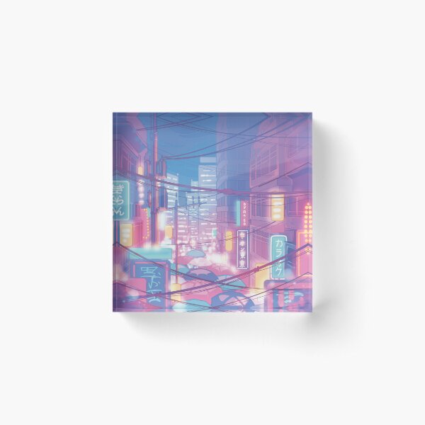 Aperçu de l'œuvre Les rues néon de Tokyo (couleurs pastel douces) créée et vendue par AnGoArt.