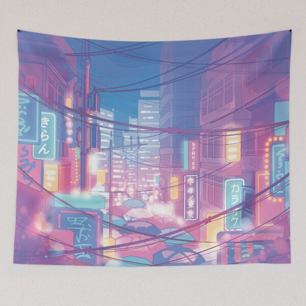 Item preview, The neon Tokyo streets (soft pastel colors) designed and sold by AnGoArt.