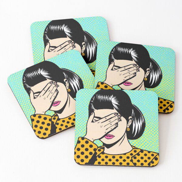 Item preview, Pop-Art of a Fed-Up and Irritated Woman Covering Her Face In Frustration. Presented in the Pop-Art Style of Roy Lichtenstein. designed and sold by Bookwyrm-Bazaar.