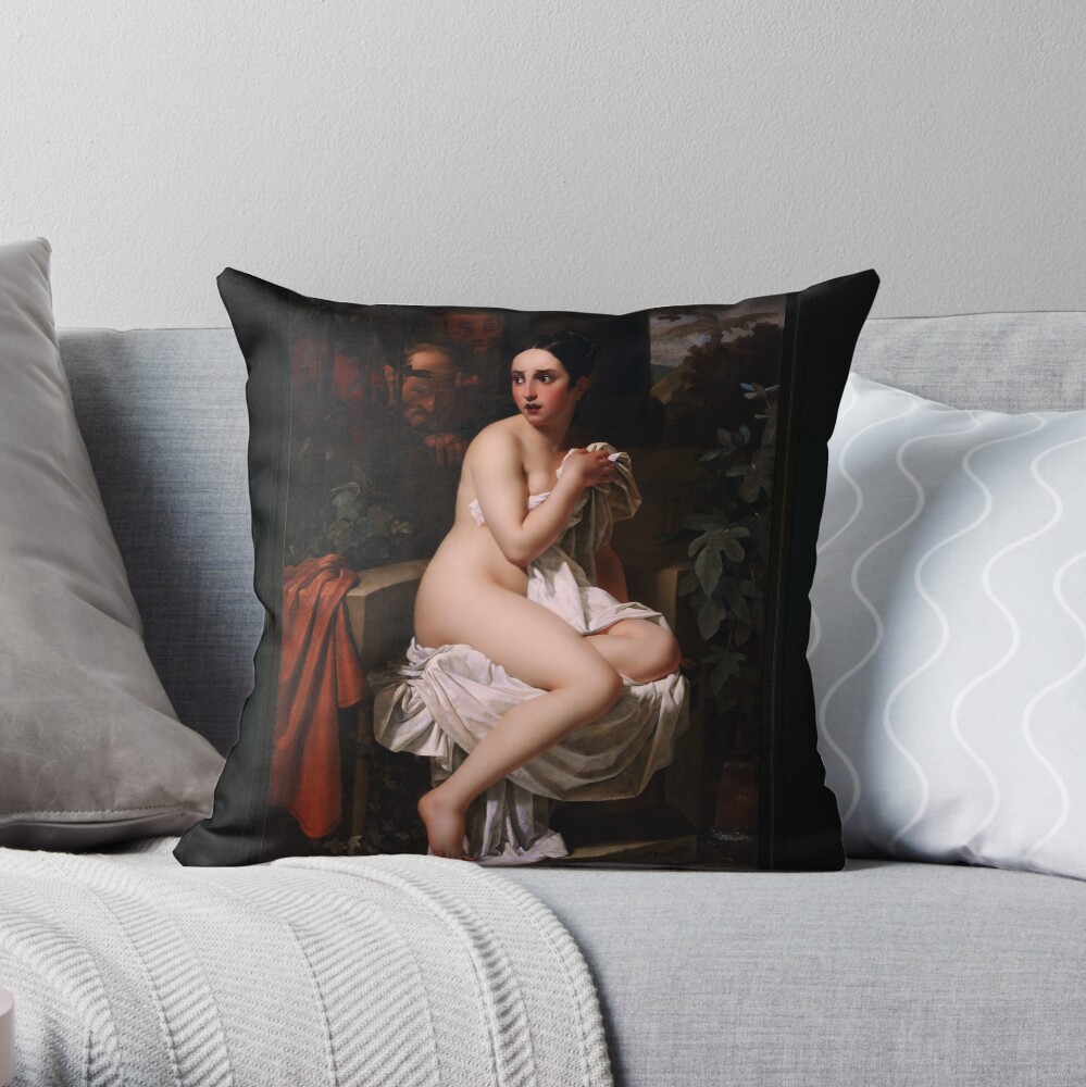 Suzanna en de Ouderlingen by Pierre van Hanselaere - Deceit, Lies and the Punishment of Death 2 Suzanna en de Ouderlingen by Pierre van Hanselaere Remastered Xzendor7 Classical Art Old Masters Reproductions Floor Pillow
