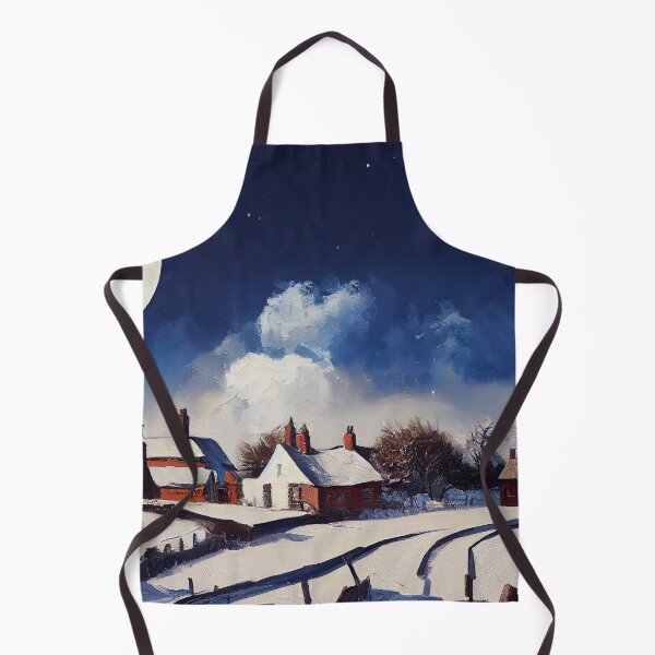 Item preview, Oil painting of an English village covered in snow at Night time designed and sold by Paintings By Simon .