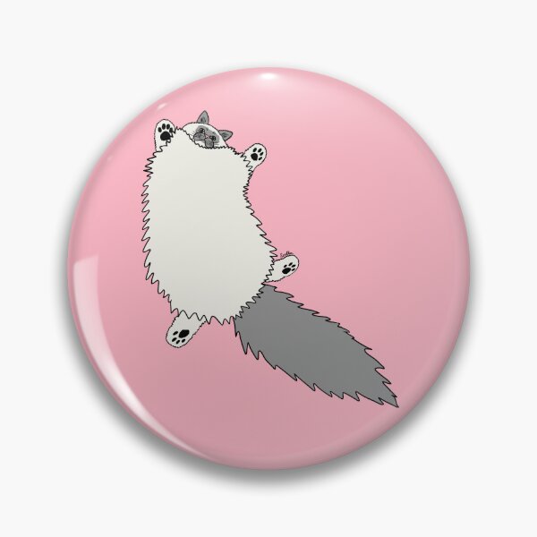 Item preview, Fluffy Ragdoll Cat Stretch - Soft Grey Point Ragdoll Cat - Cherry Blossom Pink Background designed and sold by EcoElsa.