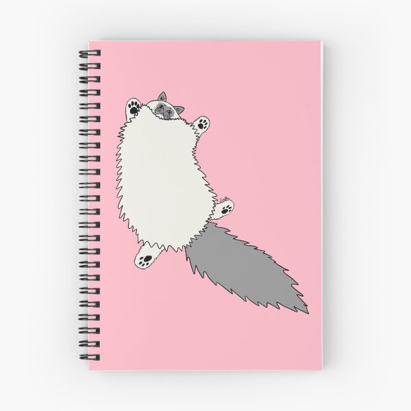 Item preview, Fluffy Ragdoll Cat Stretch - Soft Grey Point Ragdoll Cat - Cherry Blossom Pink Background designed and sold by EcoElsa.