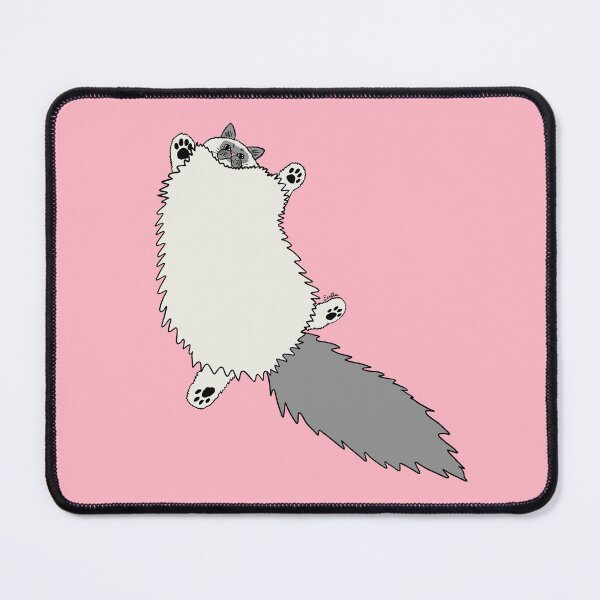 Item preview, Fluffy Ragdoll Cat Stretch - Soft Grey Point Ragdoll Cat - Cherry Blossom Pink Background designed and sold by EcoElsa.