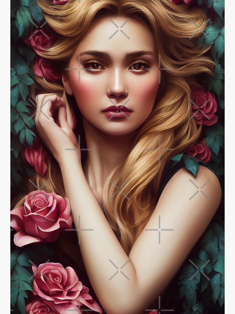 Blonde Fantasy Woman With Flowers 2 Sticker For Sale By Osy003