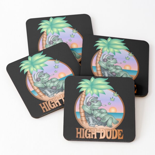 Item preview, High Dude Funny Turtle on the Beach Smoking Weed designed and sold by Paula Helit.