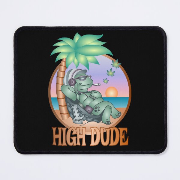 Item preview, High Dude Funny Turtle on the Beach Smoking Weed designed and sold by Paula Helit.