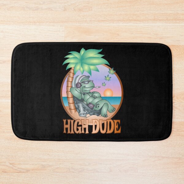 Item preview, High Dude Funny Turtle on the Beach Smoking Weed designed and sold by Paula Helit.