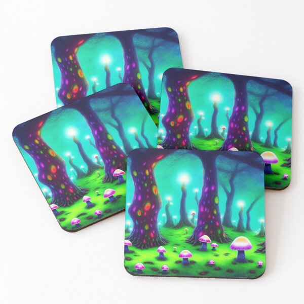 Item preview, Psychedelic mushroom forest with multicoloured glowing trees I designed and sold by BrachiaST.
