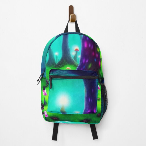 Vista previa del artículo con la obra «Bosque de hongos psicodélicos con árboles multicolores que brillan intensamente I», diseñado y vendido por BrachiaST.
