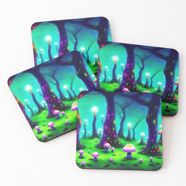 Item preview, Copy of Psychedelic mushroom forest with multicoloured glowing trees II designed and sold by BrachiaST.