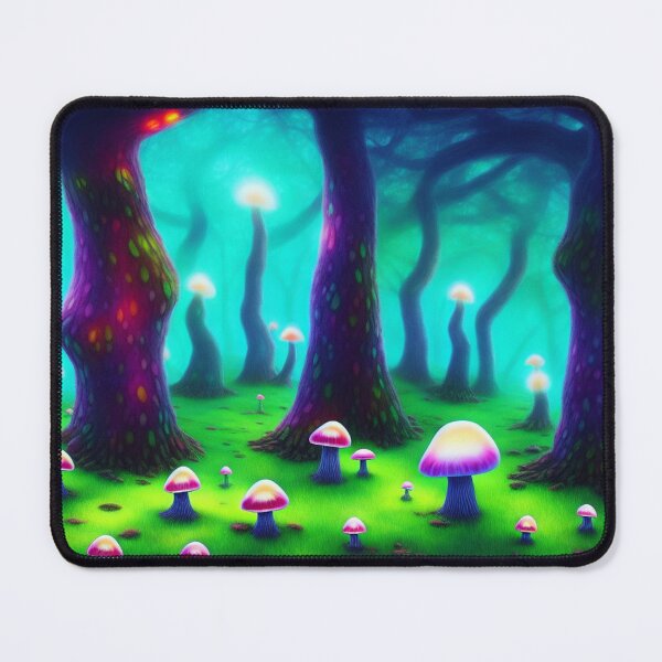 Item preview, Psychedelic mushroom forest with multicoloured glowing trees III designed and sold by BrachiaST.