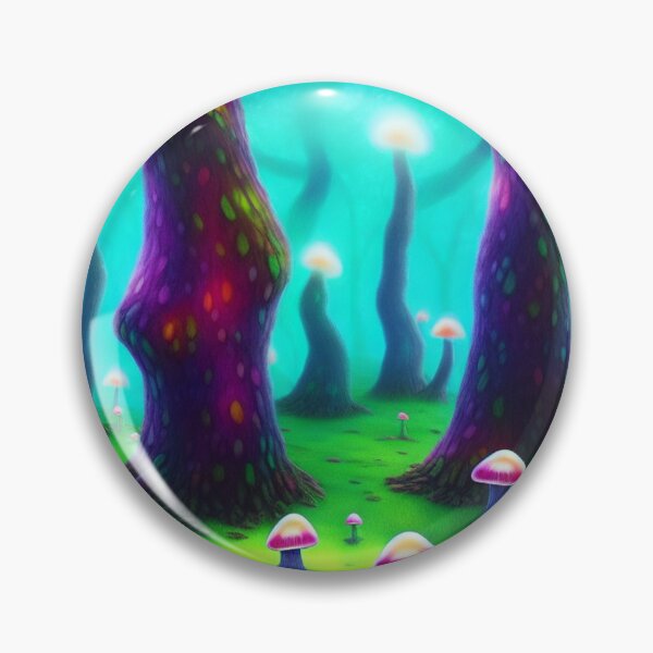 Item preview, Psychedelic mushroom forest with multicoloured glowing trees III designed and sold by BrachiaST.