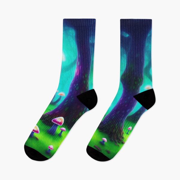 Item preview, Psychedelic mushroom forest with multicoloured glowing trees III designed and sold by BrachiaST.
