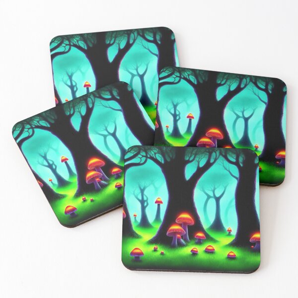 Item preview, Spooky forest with glowing orange mushrooms designed and sold by BrachiaST.