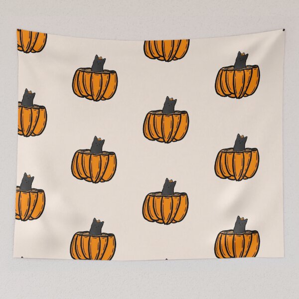 Item preview, Black Cat in Pumpkin Halloween Procreate Illustration designed and sold by ThornsBlvd.