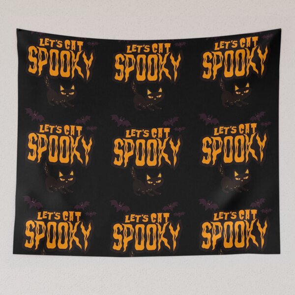 Item preview, Let´s Cat Spooky with Cat and Bats on Black Background designed and sold by HMadeArtSON.