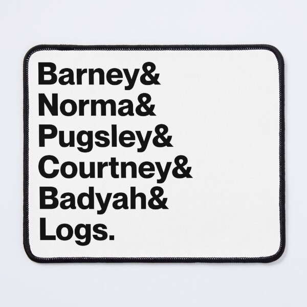 Item preview, Barney & Norma & Pugsley & Courtney & Badyah & Logs | Dead End: Paranormal Park Character Names (Black text) designed and sold by landiceleigh.