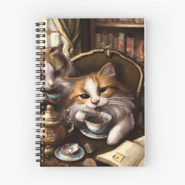 Item preview, The Cats, Mia and Aria, tea time in the library (Baroque) designed and sold by thecatandkettle.