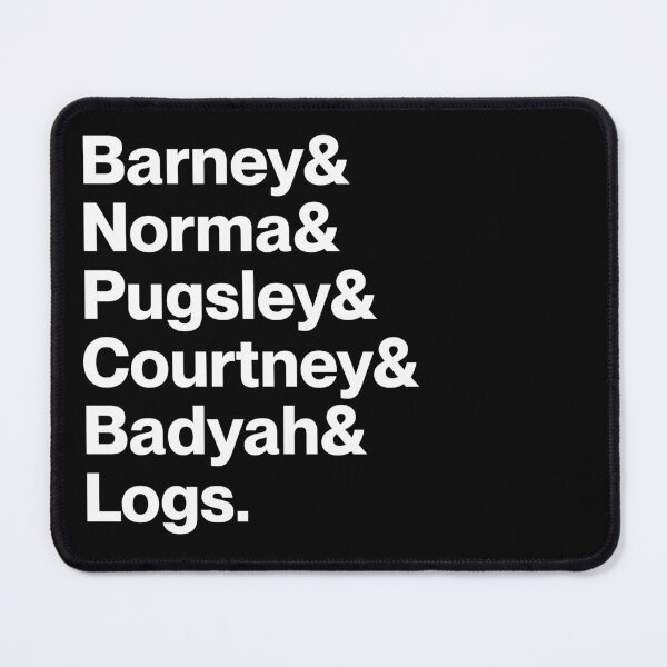 Item preview, Barney & Norma & Pugsley & Courtney & Badyah & Logs | Dead End: Paranormal Park Character Names (White text) designed and sold by landiceleigh.