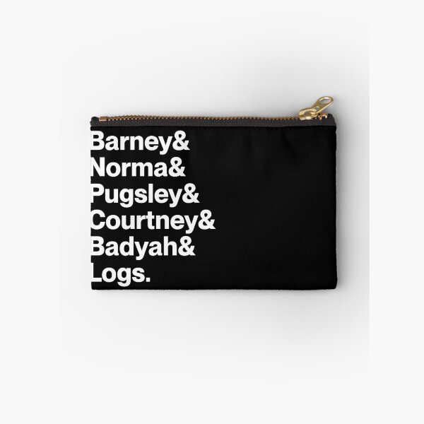 Item preview, Barney & Norma & Pugsley & Courtney & Badyah & Logs | Dead End: Paranormal Park Character Names (White text) designed and sold by landiceleigh.