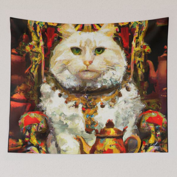 Item preview, Victoria the Cat, with throne and tea kettle (Baroque) designed and sold by thecatandkettle.